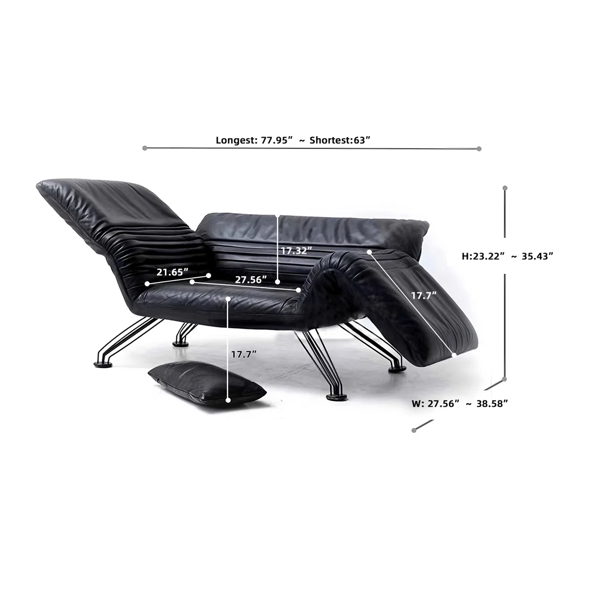 Sillón Lounge Reclinable de Cuero Genuino