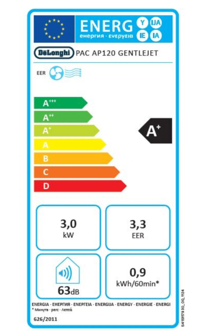 Aire Acondicionado Portátil De'Longhi PACAP120 GentleJet – 12000 BTU, Classe A+, R290, GentleJet 180°