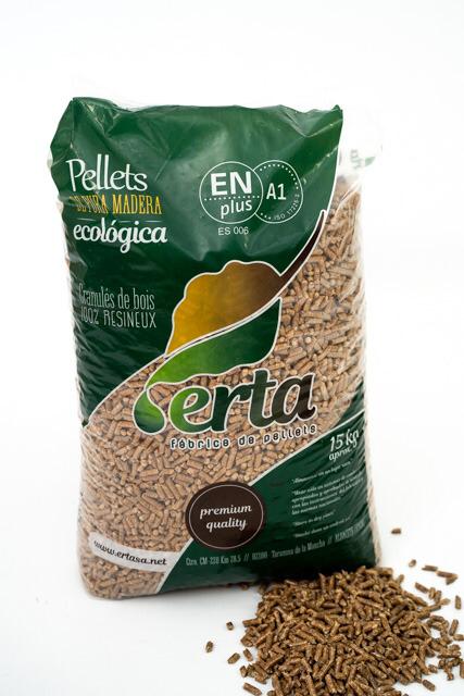Palet con 77 Sacos Pellets ERTA Certificados de Pino