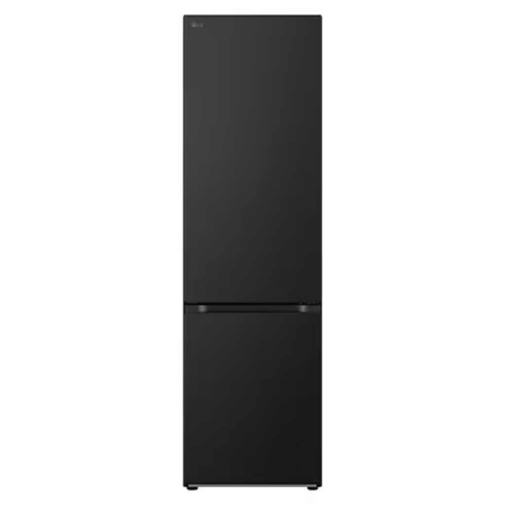 Frigorífico LG GBV3100EEP con puertas de acero inoxidable y espacio de almacenamiento interior moderno.