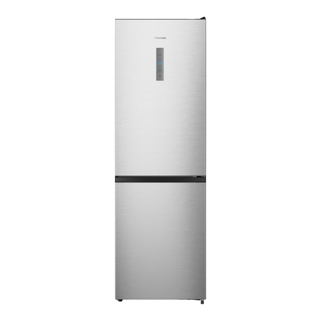 Frigorífico HISENSE FCN300ACE1 blanc avec porte double et espace de stockage intérieur visible.