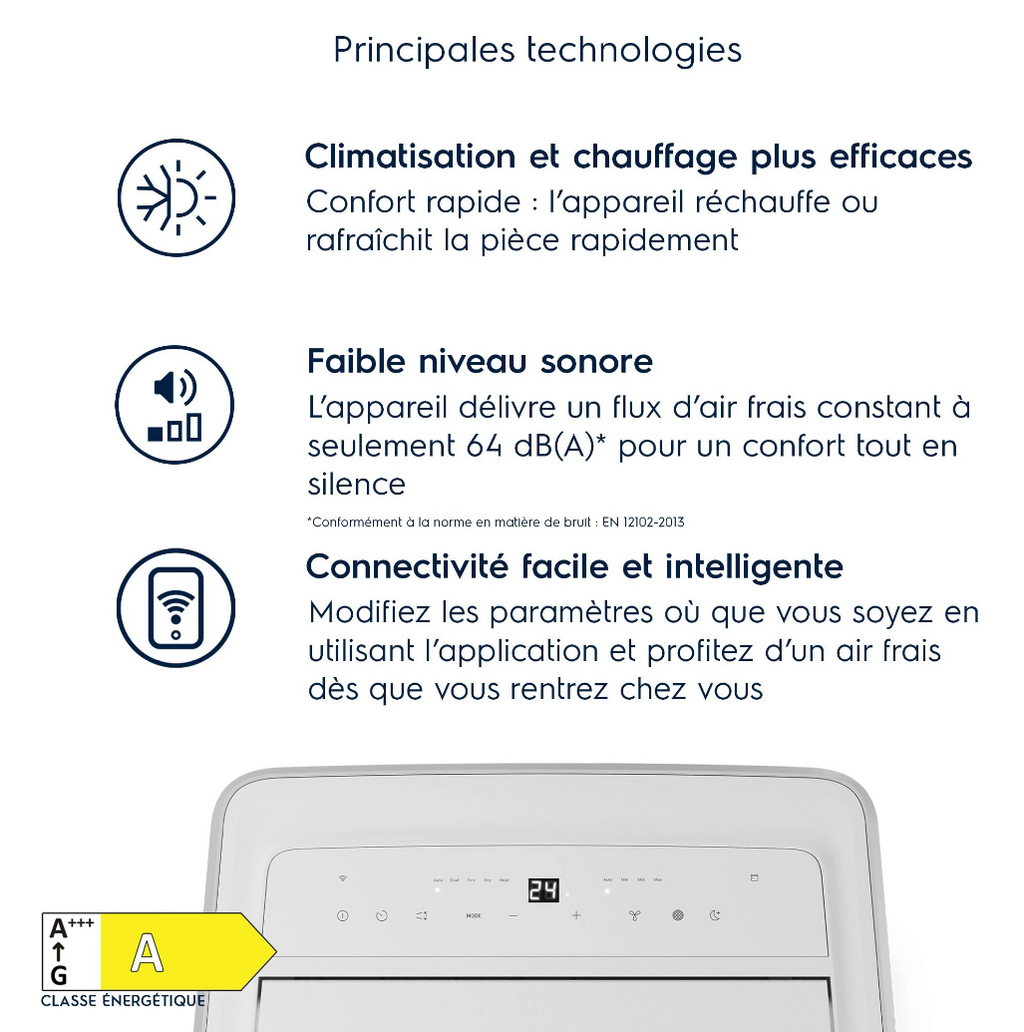 Aire Acondicionado Portátil Réversible Electrolux EXP38U340HW Comfort 600 – 2600 W, Classe A, R290, Connecté