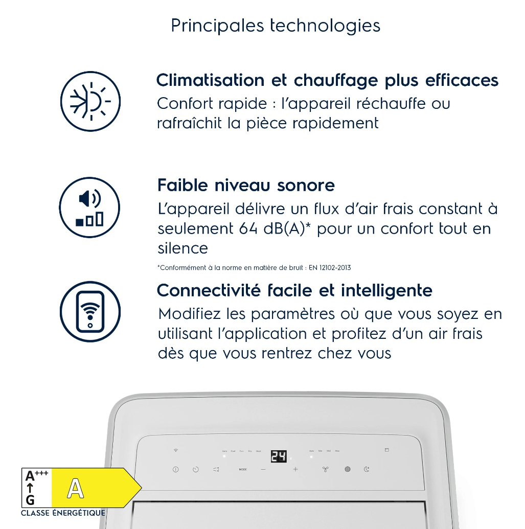Aire Acondicionado Portátil Réversible Electrolux EXP38U340HW Comfort 600 – 2600 W, Classe A, R290, Connecté