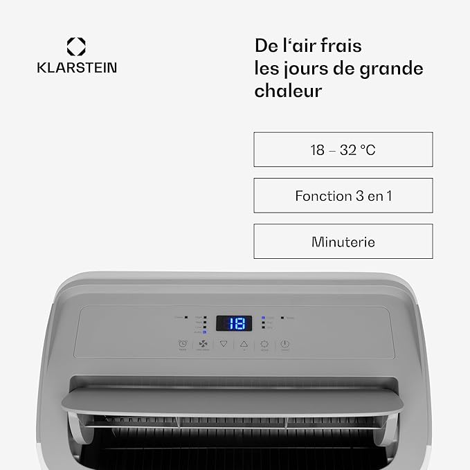 Aire Acondicionado Portátil Klarstein 12000 BTU – Classe A+, R290, SEER 13, Silencieux 63 dB