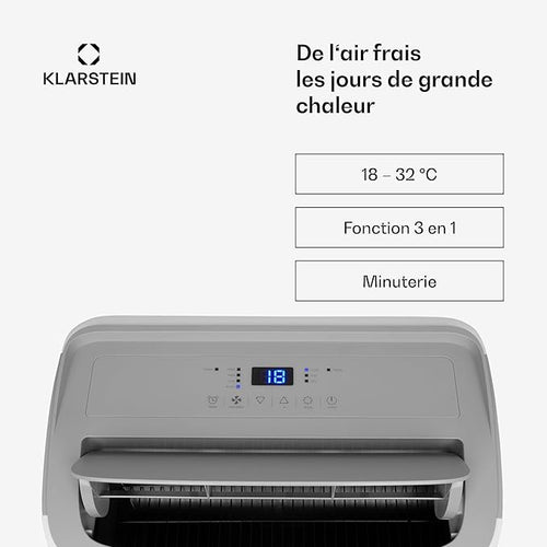 Aire Acondicionado Portátil Klarstein 12000 BTU – Classe A+, R290, SEER 13, Silencieux 63 dB
