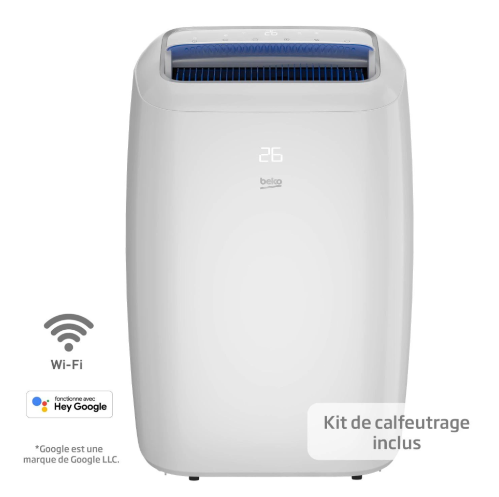 Aire Acondicionado Portátil Réversible Beko BP1125H – 3500 W, Connecté, Commandes Vocales, 65 dB