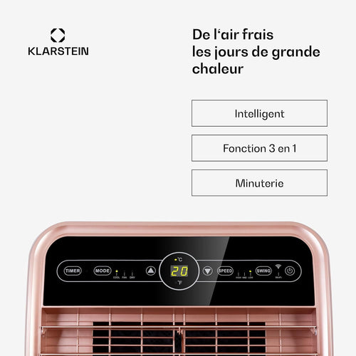 Aire Acondicionado Portátil Smart Klarstein 12000 BTU – Classe A, R290, Inverter, Connecté, 52 dB, Rose