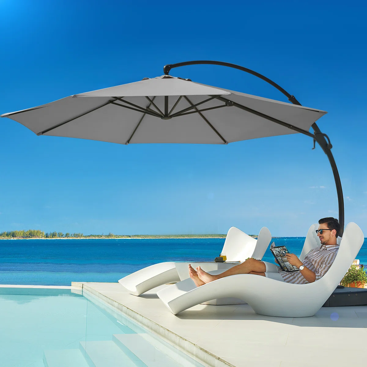 Parasol excéntrico grande 360°