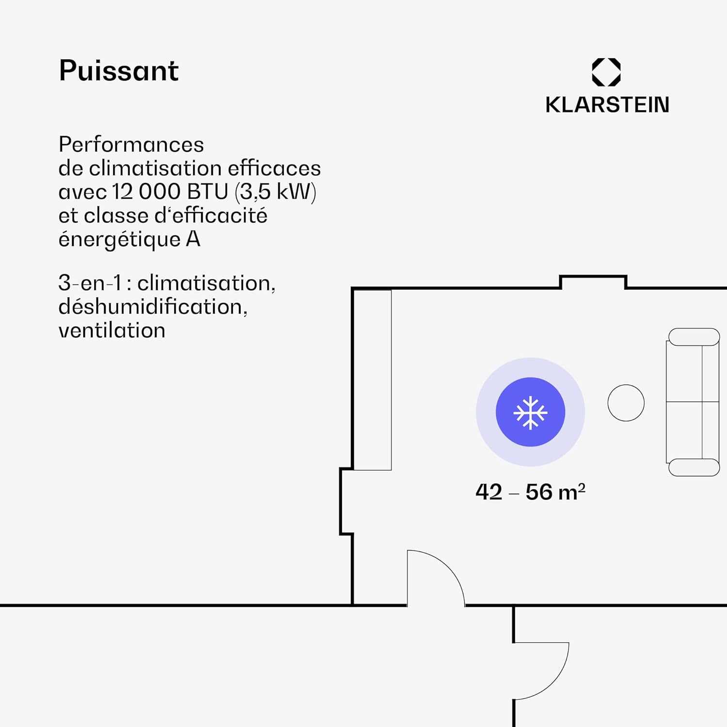 Aire Acondicionado Portátil Smart Klarstein 12000 BTU – Classe A, R290, Inverter, Connecté, 52 dB, Rose