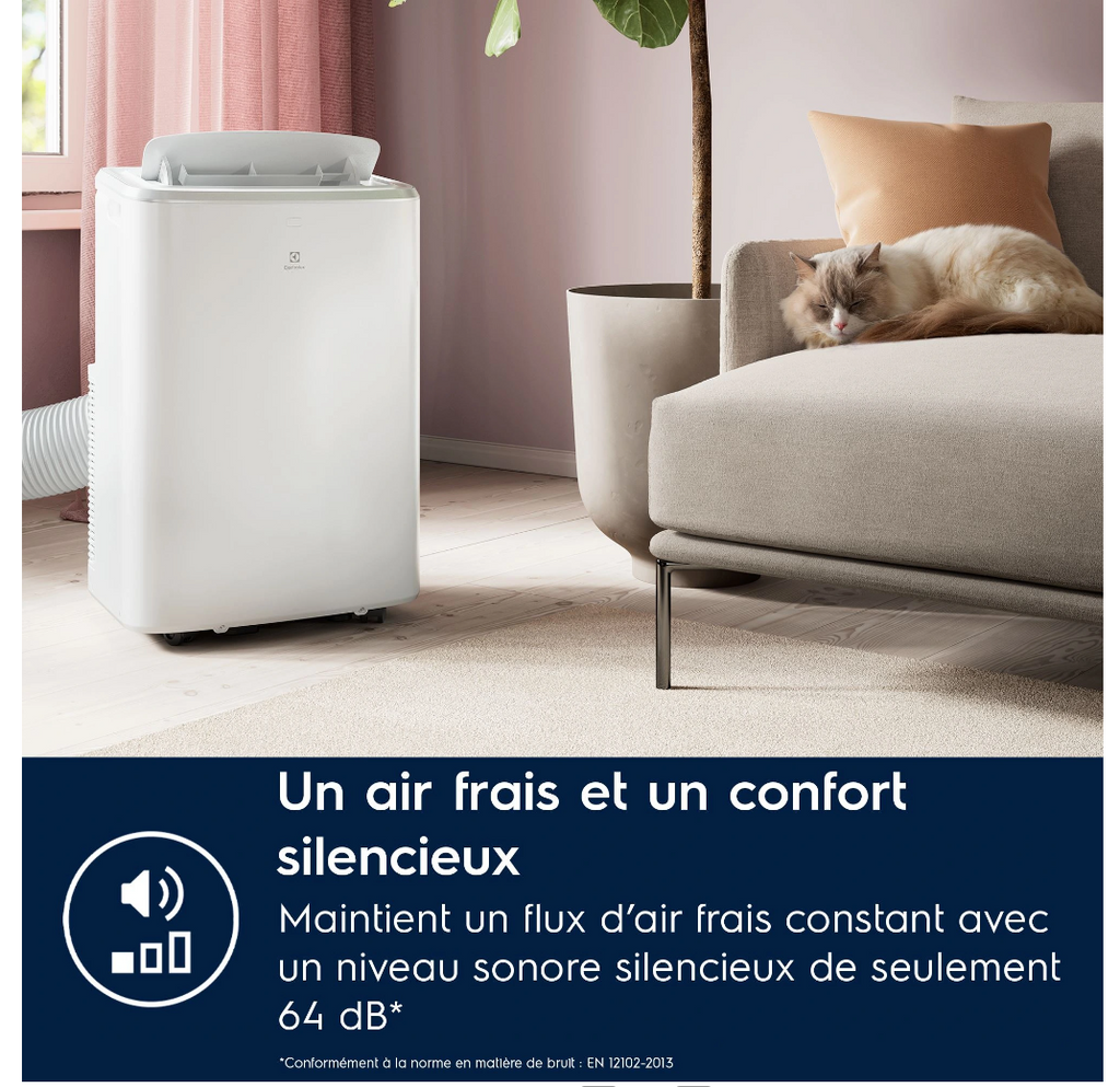 Aire Acondicionado Portátil Réversible Electrolux EXP38U340HW Comfort 600 – 2600 W, Classe A, R290, Connecté