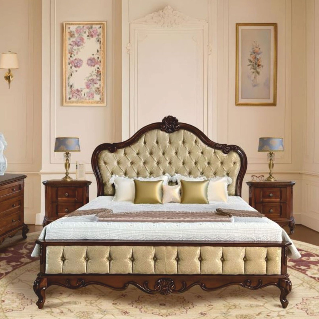 Casa Padrino cama doble barroca de lujo dorada / marrón oscuro-Muebles barrocos para dormitorio