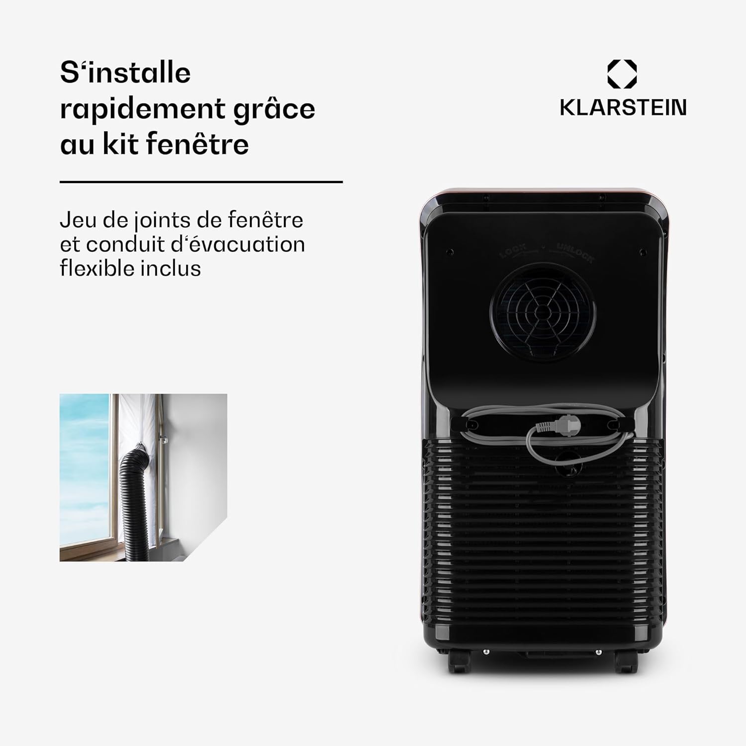 Aire Acondicionado Portátil Smart Klarstein 12000 BTU – Classe A, R290, Inverter, Connecté, 52 dB, Rose