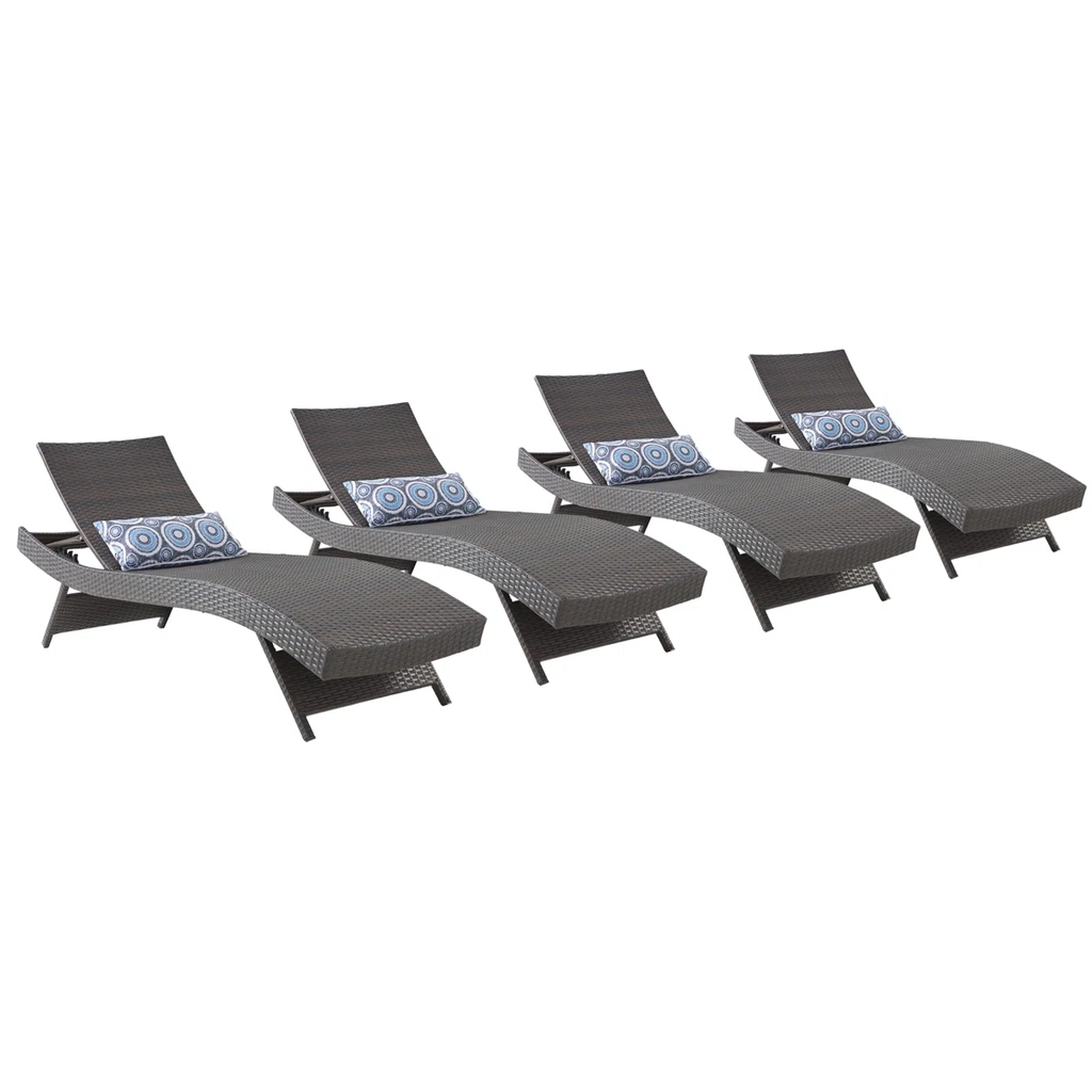 Set de 4 tumbonas de jardín reclinables y plegables