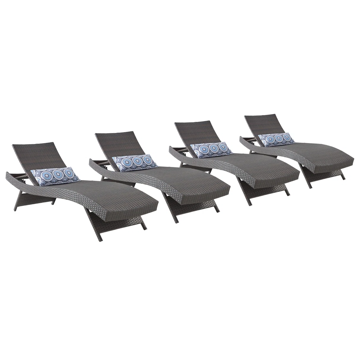 Set de 4 tumbonas de jardín reclinables y plegables