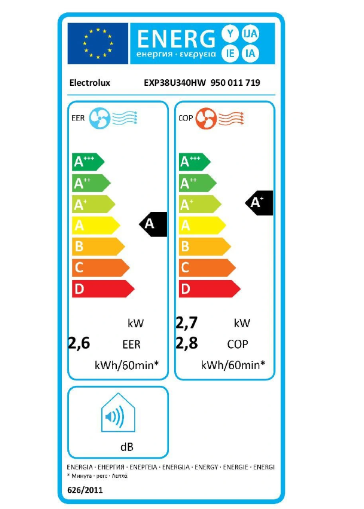 Aire Acondicionado Portátil Réversible Electrolux EXP38U340HW Comfort 600 – 2600 W, Classe A, R290, Connecté