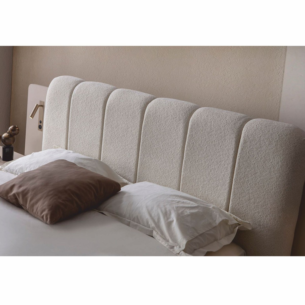 Juego de dormitorio de lujo Casa Padrino blanco / gris – 1 cama doble y 2 mesitas de noche