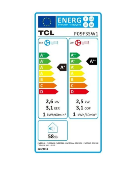 Aire Acondicionado Portátil Réversible TCL P09F3SW1 – 9000 BTU, Classe A+/A++, Wi-Fi, 58 dB