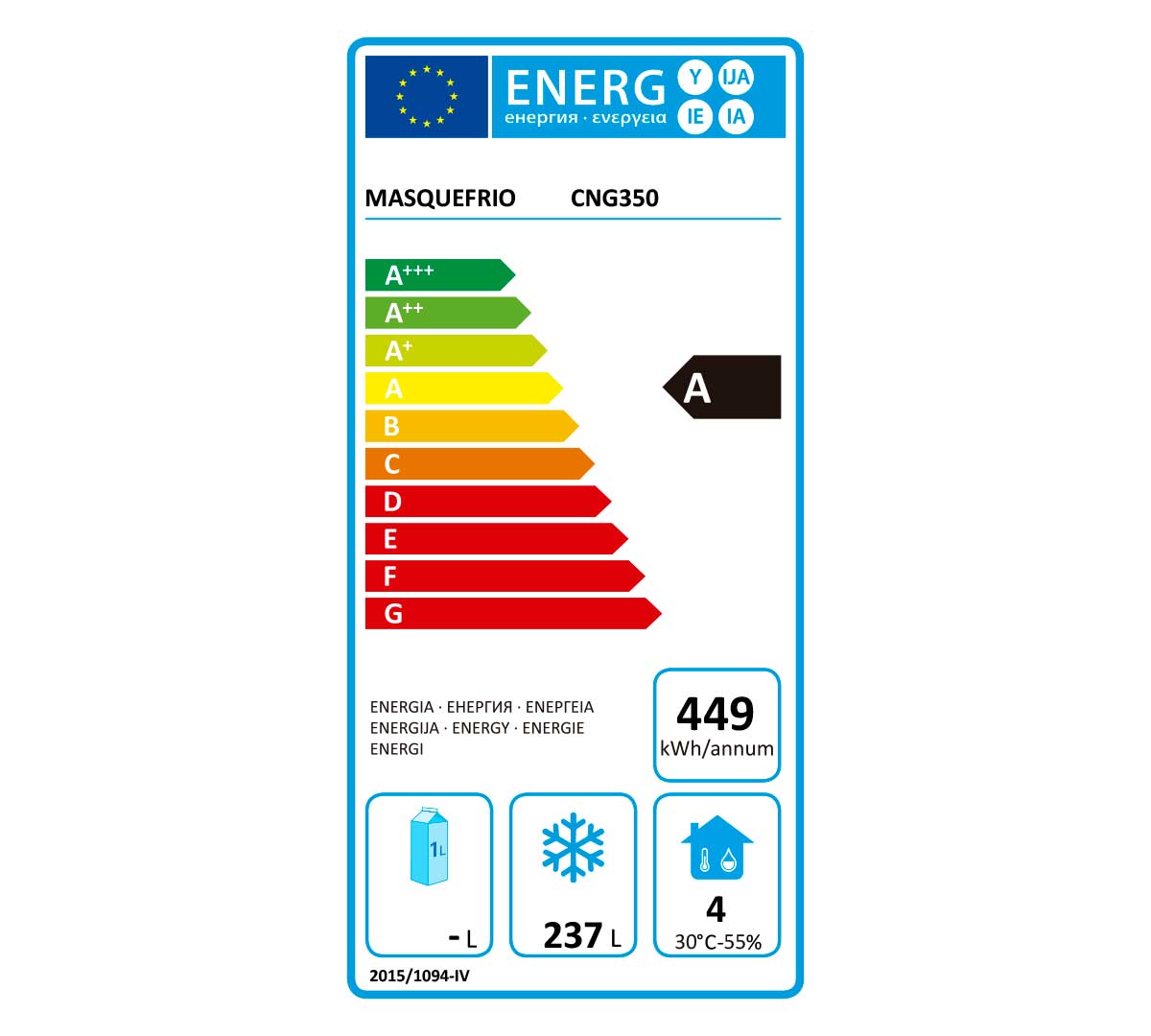 Masquefrio Congelador Vertical CNG 350