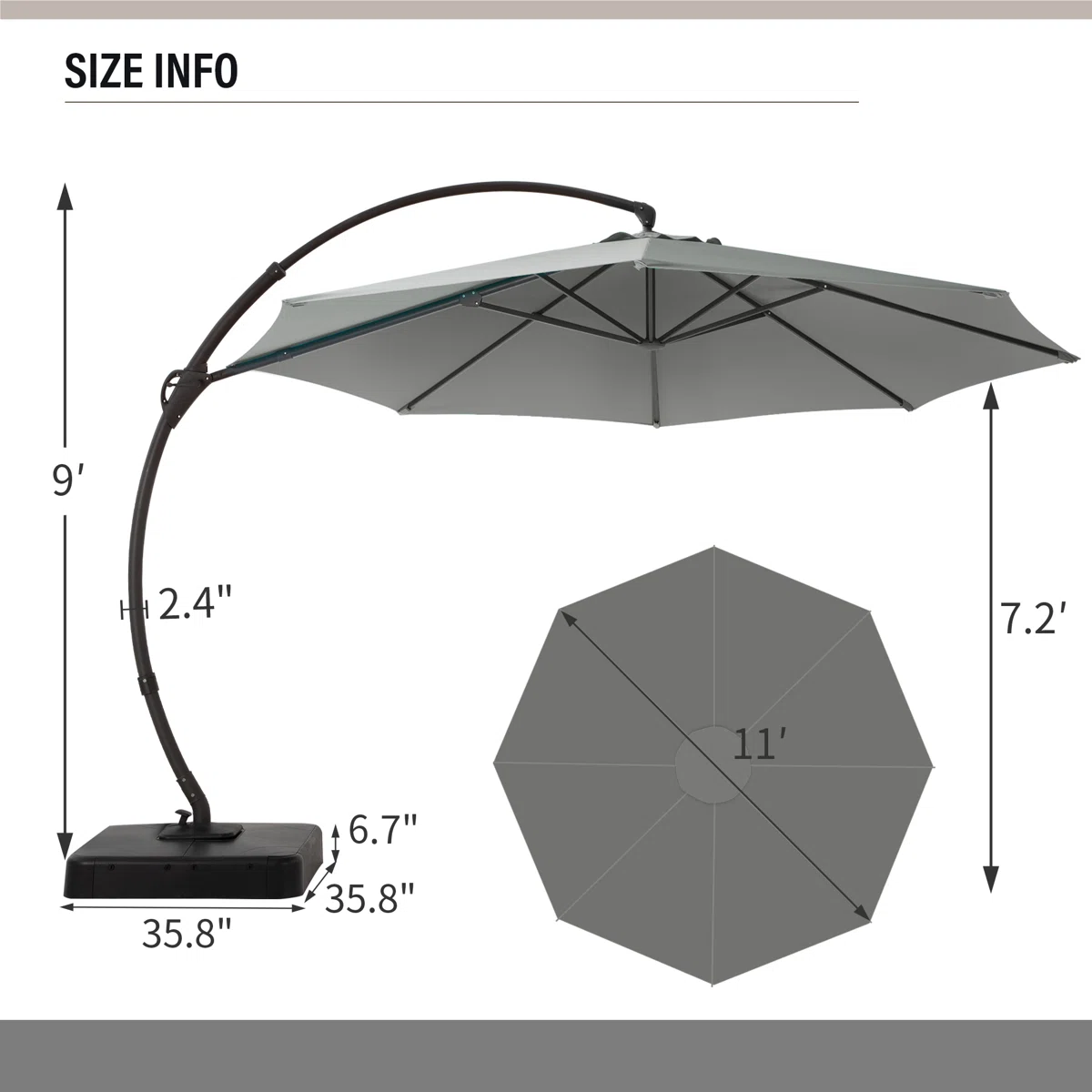 Parasol excéntrico grande 360°