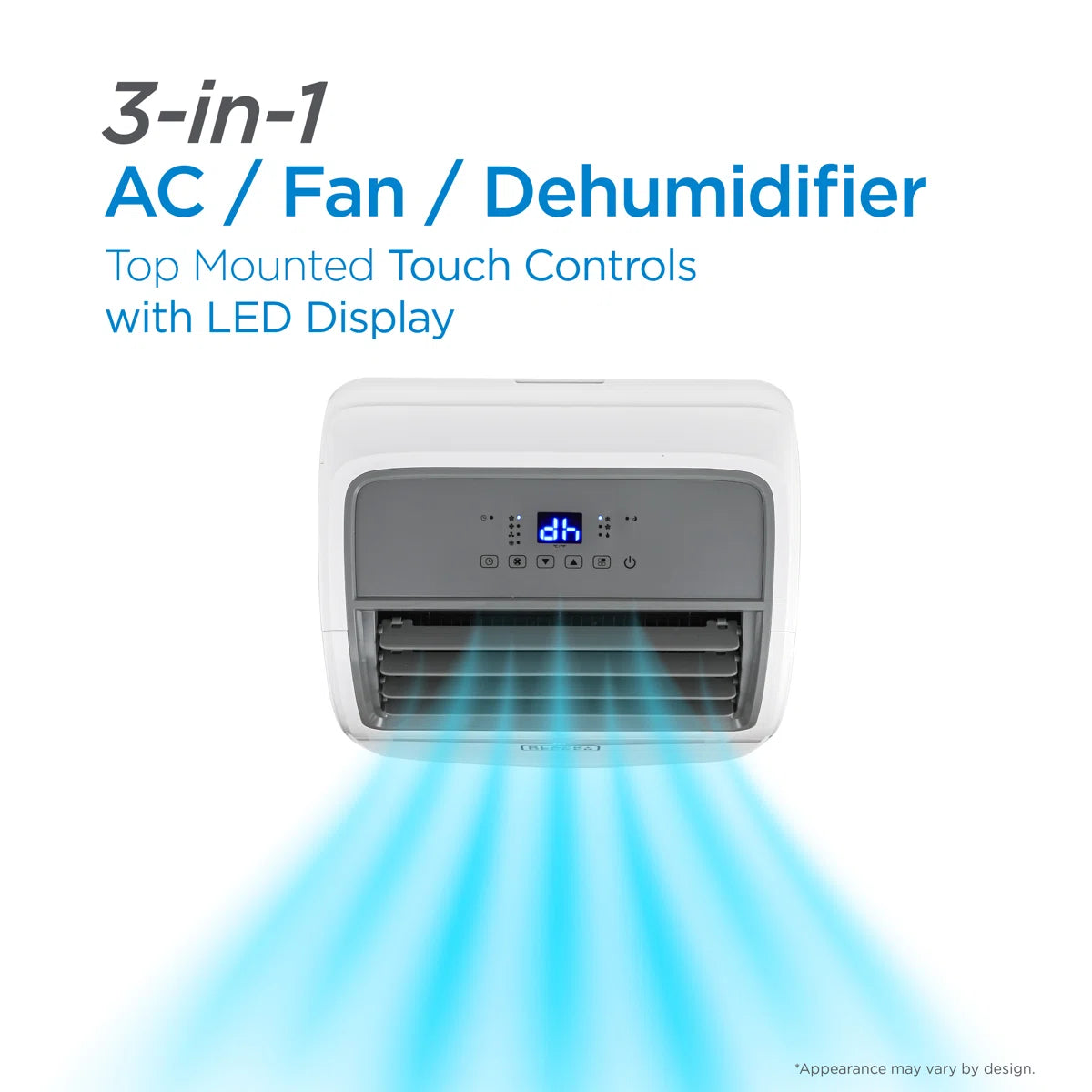 Climatizador portátil 3 en 1 de 14000 BTU para una pieza medida hasta 700 pies de capacidad BPACT Serie de BLACK+DECKER BPACT14WT