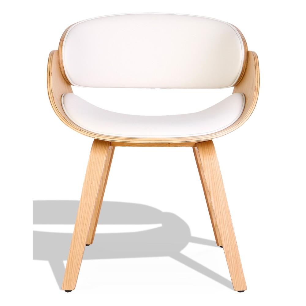 Silla nórdica Burrow S con cojín de piel sintética de madera de arce