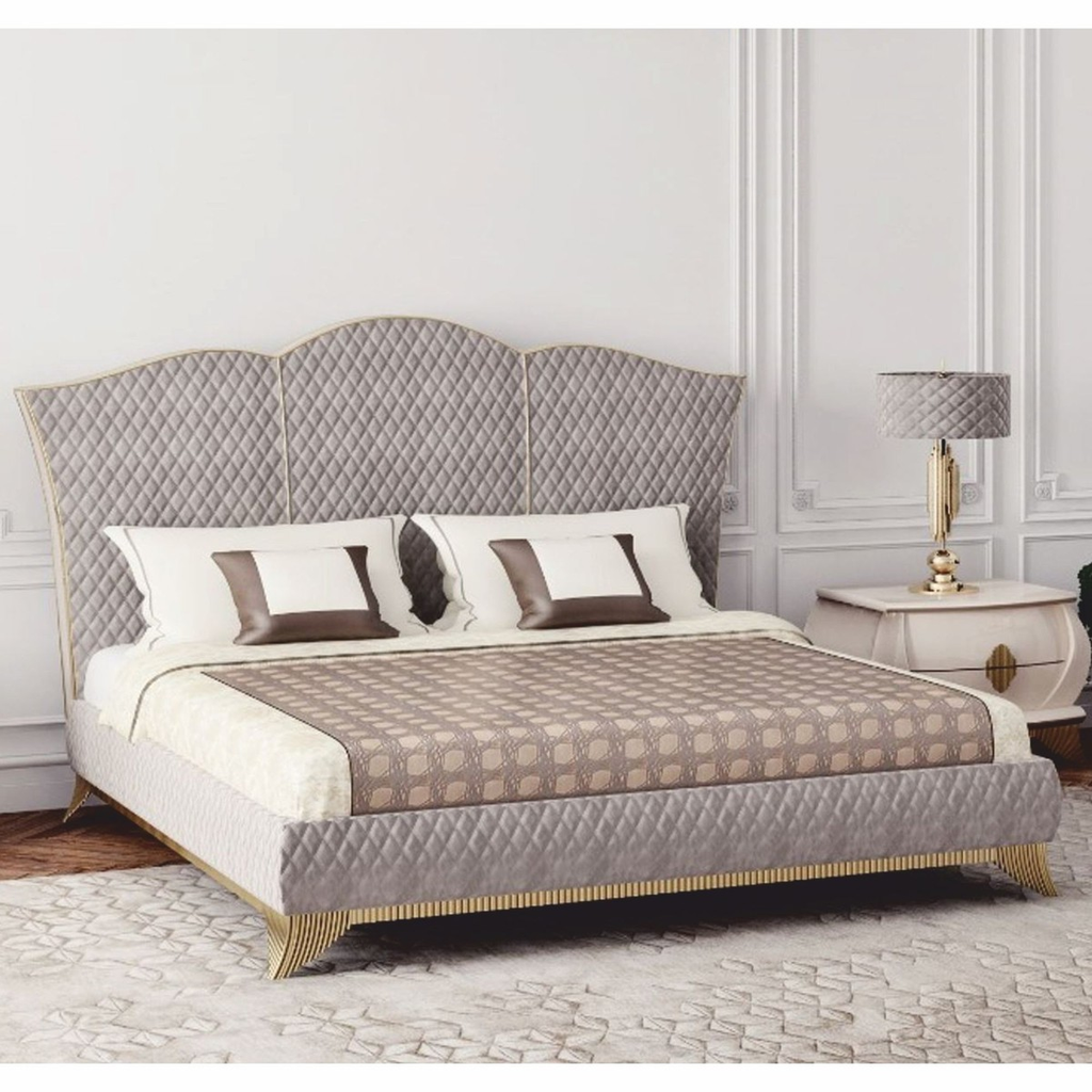 Casa Padrino cama doble de lujo Art Deco gris / dorado – Muebles de dormitorio y hotel