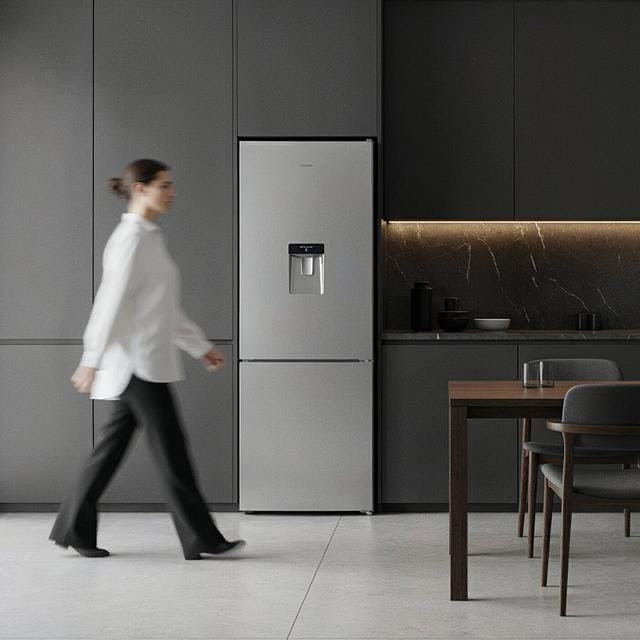 Bolero CoolMarket Combi 322i WD Inox E - Frigorífico Combi Acero Inoxidable con Dispensador de Agua, 322L, Ancho 59,5cm, Alto 185,5cm