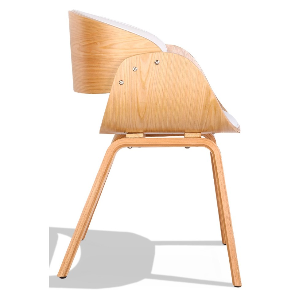 Silla nórdica Burrow S con cojín de piel sintética de madera de arce